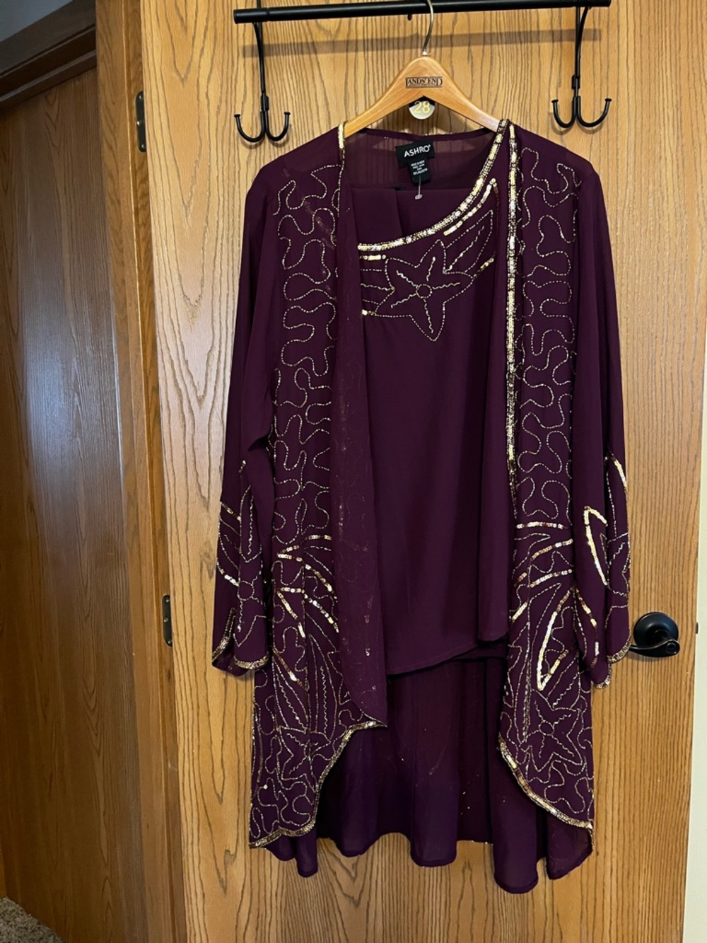 NWOT Sz 24W Ashro Yasia Purple 3-Pc Duster Pant Tank Set  *BEAUTIFUL*